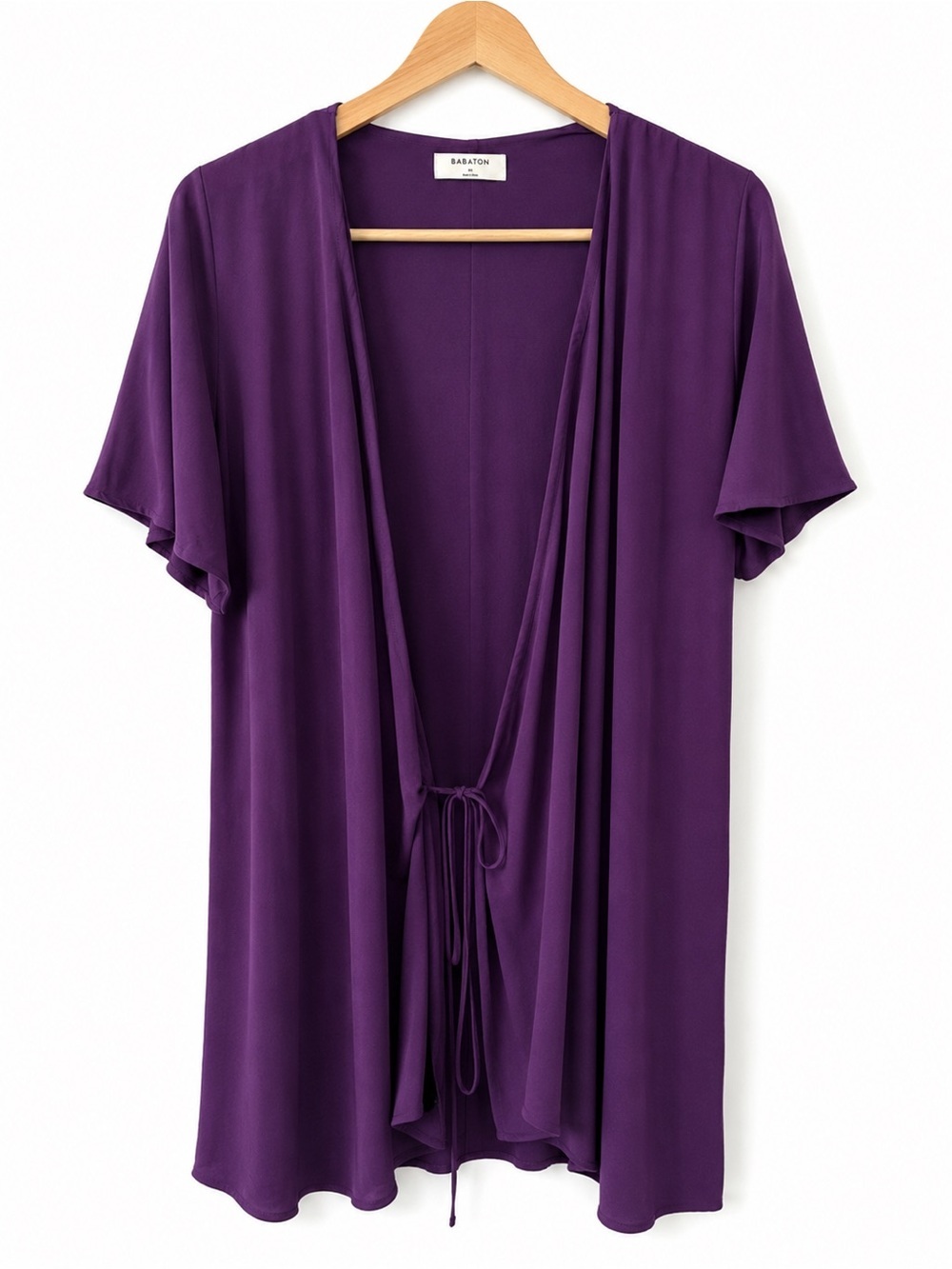 Babaton Aritzia Purple Tie Front Open Cardigan Kimono Duster Size Medium